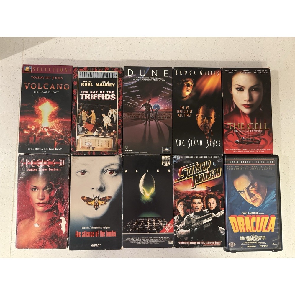 Horror VHS Lot Of 10 OOP Cult Alien Species Dune Starship Troopers The Cell
